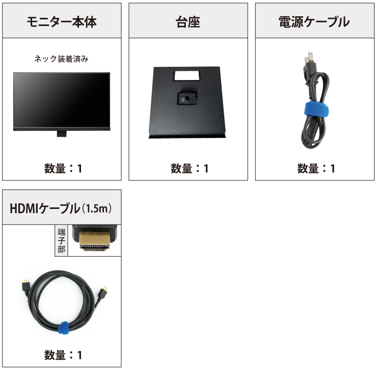 IOﾃﾞｰﾀ 23.8型ワイド LCD-A241DB 付属品の一覧