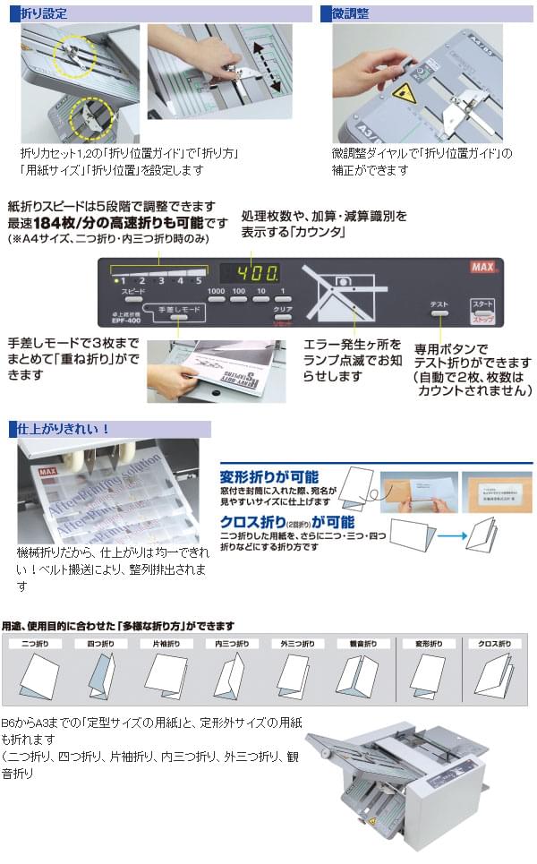 人気沸騰】 トップジャパン 店自動紙折り機 マックス MAX EPF-400