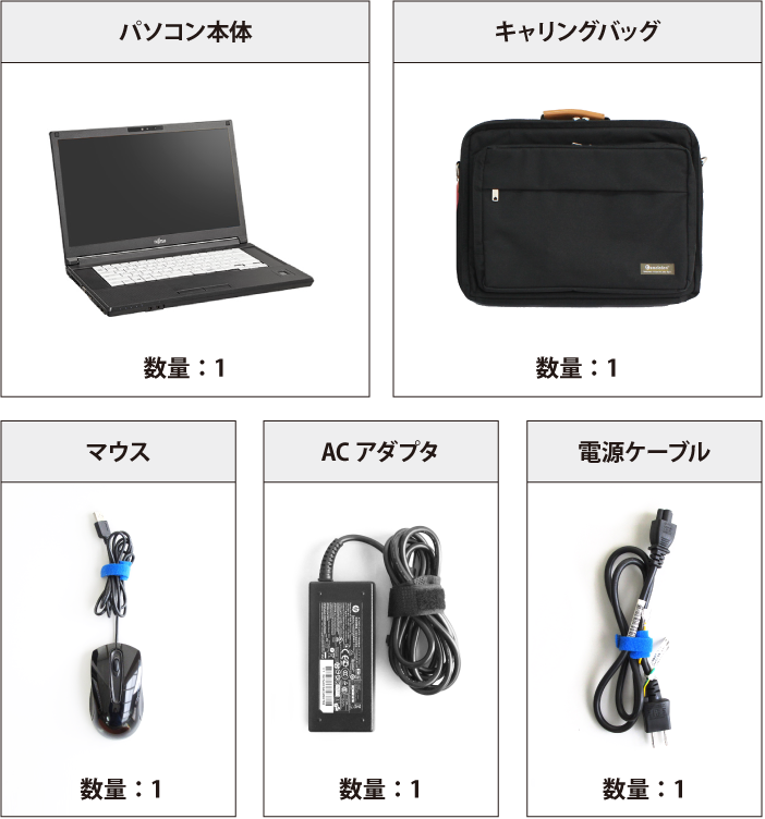 富士通 LIFEBOOK A5511/G【マンスリーレンタル】 付属品の一覧