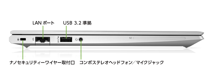 HP EliteBook 630 G10（i5/メモリ16GB）SSDモデル（FullHD）【マンスリーレンタル】(左側)