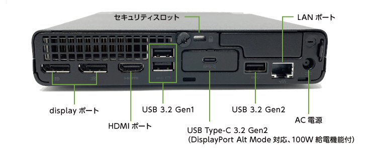 HP Pro Mini 400G9（i5/256GB SSDモデル）【マンスリーレンタル】(背面)