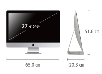 iMac Retina 27インチ(5K) MK472J/A サイズ