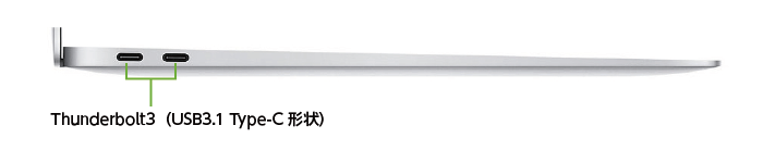 MacBook Air 13インチ MVH42J/A【マンスリーレンタル】(左側)