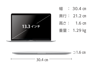 MacBook Air 13インチ MVH42J/A【マンスリーレンタル】 画像2