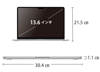 MacBook Air 13インチ Z1B8【マンスリーレンタル】 サイズ