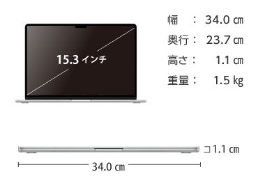 MacBook Air 15インチ Z18P【マンスリーレンタル】 画像2