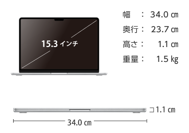 MacBook Air 15インチ Z1BR【マンスリーレンタル】 画像2