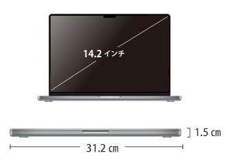 MacBook Pro Liquid Retina XDR 14インチ Z15J【マンスリーレンタル】 サイズ