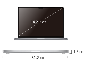 MacBook Pro Liquid Retina XDR 14インチ Z17K【マンスリーレンタル】 サイズ