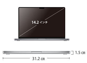 MacBook Pro Liquid Retina XDR 14インチ Z1A9【マンスリーレンタル】 サイズ