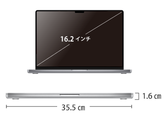 MacBook Pro Liquid Retina XDR 16インチ MRW63J/A【マンスリーレンタル】 サイズ