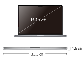 MacBook Pro Liquid Retina 16インチ Z177（M2 Maxモデル）【マンスリーレンタル】 サイズ