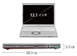 Panasonic レッツノート CF-SZ6 (メモリ8GB/SSD 128GBモデル) サイズ