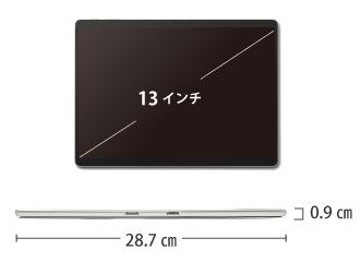 Microsoft Surface Pro10（Ultra5/16GB/256GBモデル） サイズ