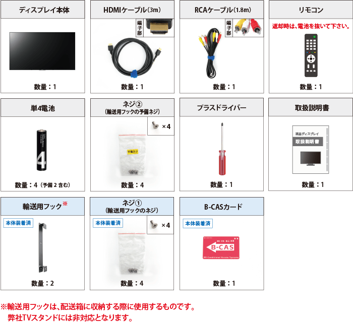 付属品の一覧